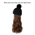 thumbnail image 3 of Jumpingount Sombrero de pelo de simulación para mujer, gorro de punto desmontable Natural, pelos largos falsos, accesorios para la cabeza para Cuidado del cabello Marrón claro, 3 of 6