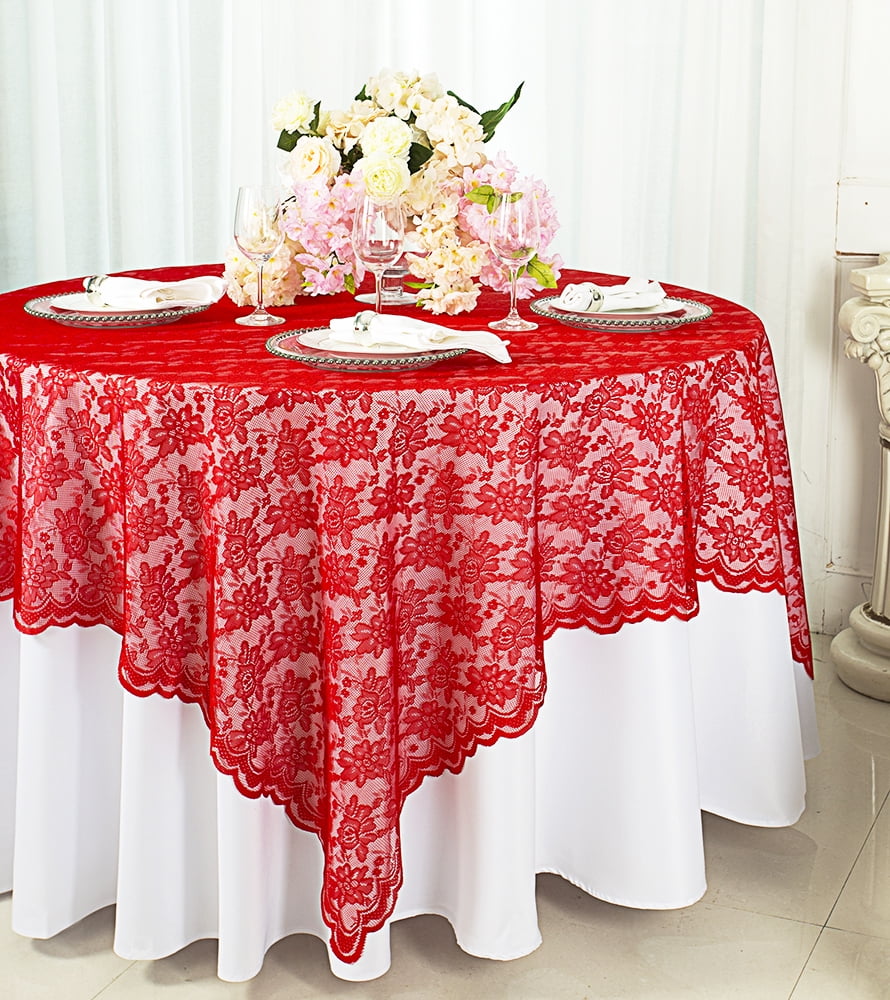 Wedding Linens Inc. 72 in x 72 in Lace Table Overlays, Lace Tablecloths