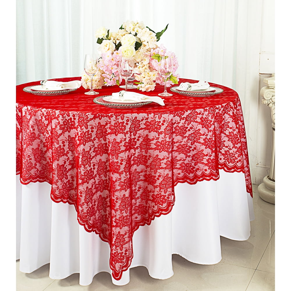 Wedding Linens Inc. 72 in x 72 in Lace Table Overlays, Lace Tablecloths