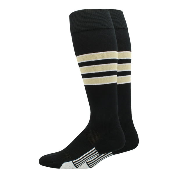 TCK - Dugout 3 Stripe Softball Socks (Black/Vegas Gold/White, Small ...