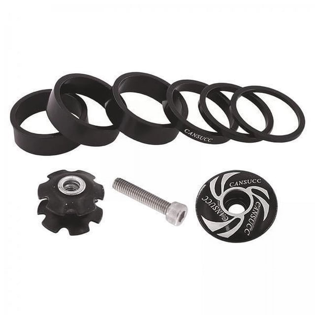 Espaciador De Auriculares De Bicicleta De 4x1 1/8 Pulgadas Con Tapa , Juego De Tuercas De Estrella Para Auriculares, Color Negro