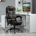 thumbnail image 2 of Vinsetto Massage Office Chair, PU Leather Desk Chair w/ Footrest, Brown, 2 of 10