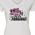 thumbnail image 4 of Inktastic Fifty & Fabulous Women's V-Neck T-Shirt, 4 of 5