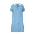 thumbnail image 4 of Tidyack,Save Big Now,Nurse Lapel Dress, Solid Color Work Dress, Pockets + Button Splicing, Midi Length, For Healthcare Staff, Professional Work Attire, Cotton Blend, Clean Cut, Daily Uniform, 4 of 6
