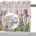 thumbnail image 6 of Summer Flower Iris Valance Curtain Purple Beige Plaid Country Watercolor Window Valances Rod Pocket Short Curtains Window Treatments for Kitchen Bedroom Bathroom Laundry 42" x 18", 6 of 9