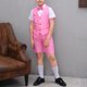 thumbnail image 4 of Odeerbi Chicos 4 Pcs Caballero Traje Formal Manga Corta Vestido Camisa + Traje Pantalones Cortos + Chaleco + Corbata Escenario Rendimiento Trajes Conjunto, 4 of 4