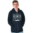thumbnail image 4 of Retro Original Hipster Mustache Zip Hoodie Sweatshirt Men Brisco Brands S, 4 of 4