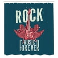 thumbnail image 3 of Ambesonne Rock and Roll Shower Curtain, Microphones and Wings, 69"Wx75"L, Teal Dark Coral, 3 of 5