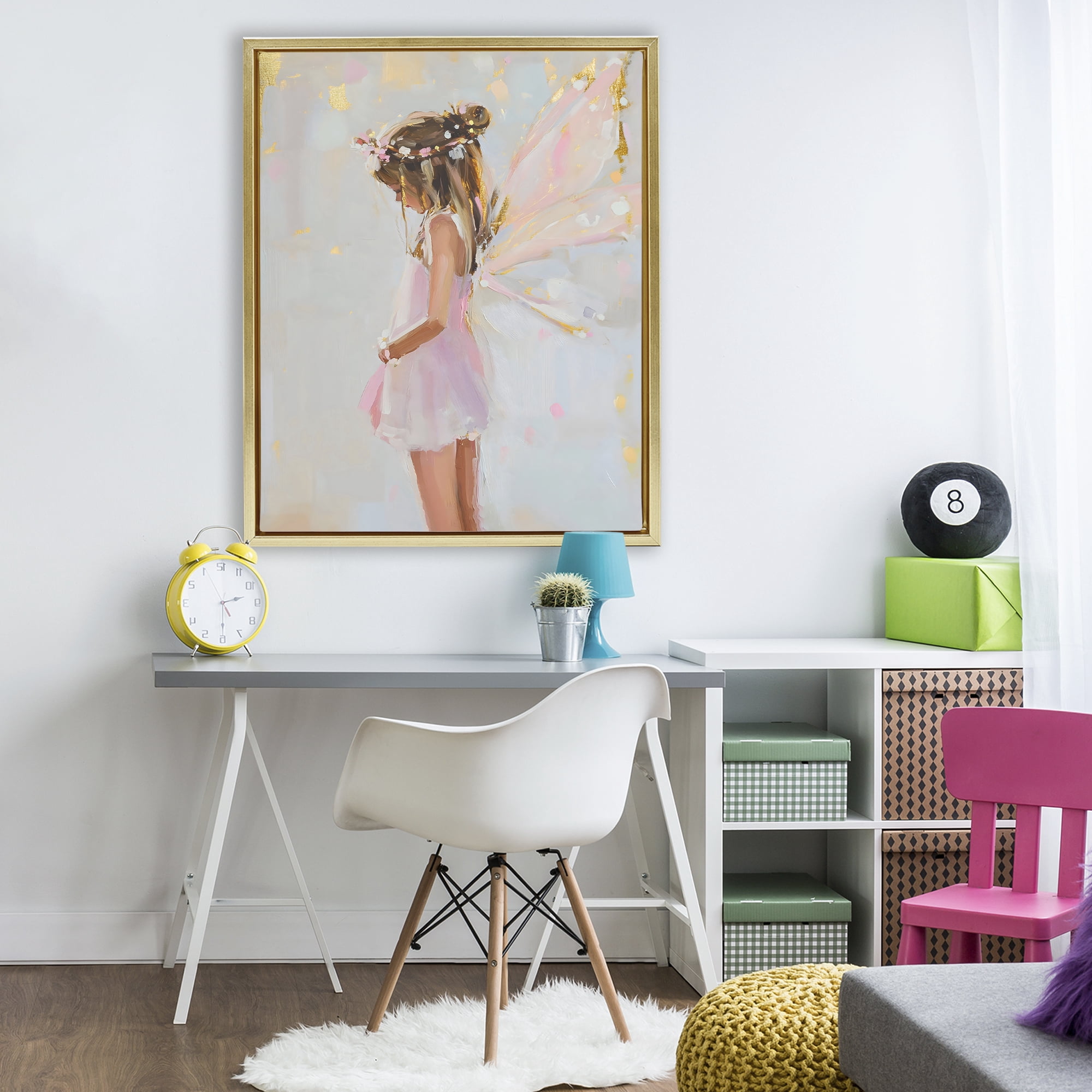 Stupell Industries Youthful Fairy Girl Gold Framed Floater Canvas Wall Art, design by The Prints Vibe