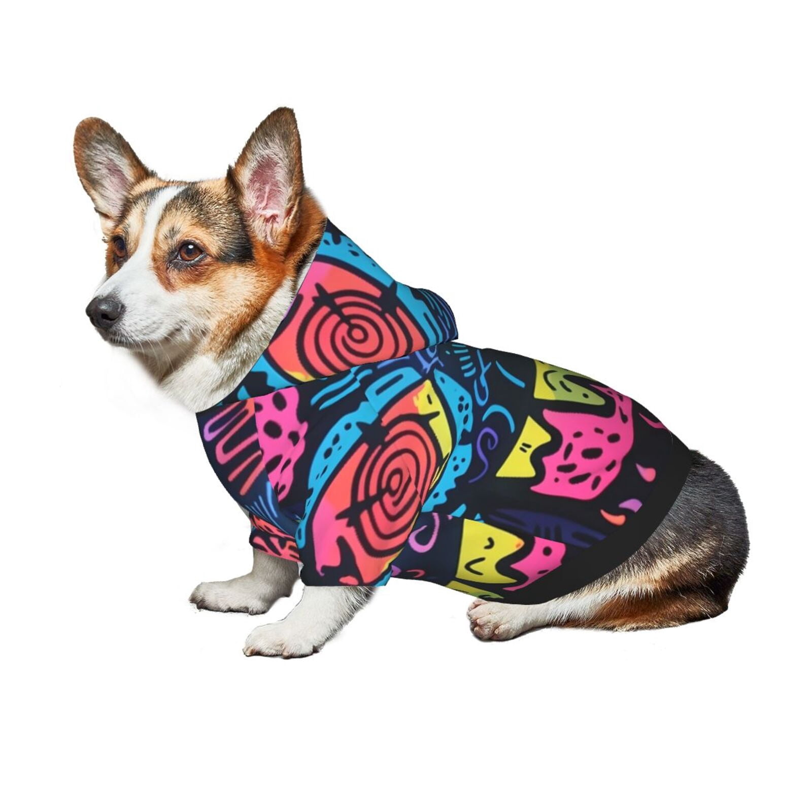 Goofa Neon Graffiti Urban Art Pattern Small Dog Sweater Hoodies 