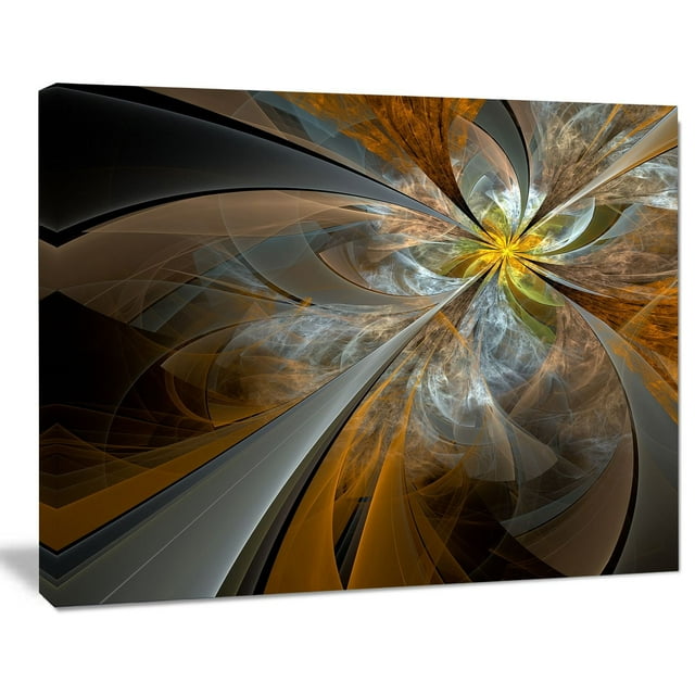 Tableau à toile imprimée numérique florale Design Art Fleur fractale jaune symétrique