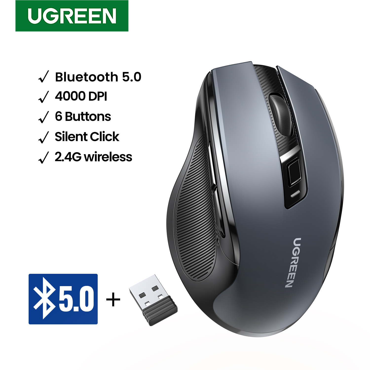 Buy UGREEN Wireless Mouse Ergonomic Mouse 5 Level 4000 DPI 6 Buttons 