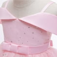 thumbnail image 5 of KONBECA Toddler Girls Princess Dress, Little Girls Party Wedding Dress, Lace Bowknot Off Shoulder Pleated Dress, Kids Pageant Flower Girl Sleeveless Dress, Birthday Gifts for Girls Pink (2-3 Years), 5 of 7