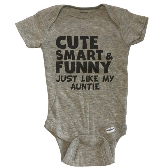 Cute Smart And Funny Like My Auntie Funny Baby Bodysuit - Grey