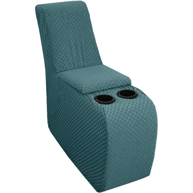 Housse Jacquard pour Console Inclinable pour Sofa avec Porte-Gobelets et Rangement (Bleu Paon)