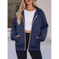 thumbnail image 5 of Hoodies for Women Sweatshirt Zip Up Hoodie Fall Fashion Trendy Long Sleeve Jackets Winter Clothing Outfits Navy S, 5 of 8
