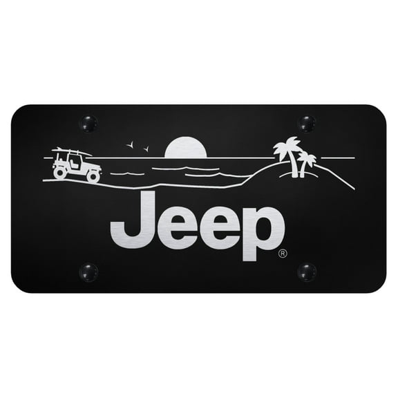 Jeep Beach Laser Etched Logo License Plate (Black)