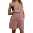 thumbnail image 2 of QATAINLAV Rompers for Women Maternity Clothes Sleeveless Ribbed Knit Short Jumpsuits Loose Comfy Pregnancy Casual Outfits with Pockets, Pink, L, 2 of 8