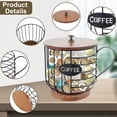 thumbnail image 5 of AEVXKHI Rustic Coffee Pod Holder, Metal K Cup Holder Basket, Large Capacity Black Wire Coffee Pod Storage Organizer with Wooden Base and Lid, Coffee Bar Accessories for Count, 5 of 9