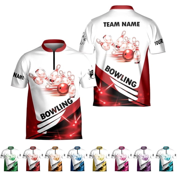 Personalized Name Bowling Jersey 3D, Custom Bowling Shirts for Team, Bowling Shirt Unisex for Men & Women (Red, S)