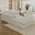 thumbnail image 3 of MAYEERTY 118.2" Cloud Sofa White Corduroy Fabric Deep Seat Double-Layer Design Removable Cushion No Assembly DIY Combination for Multi-Rooms, 3 of 6