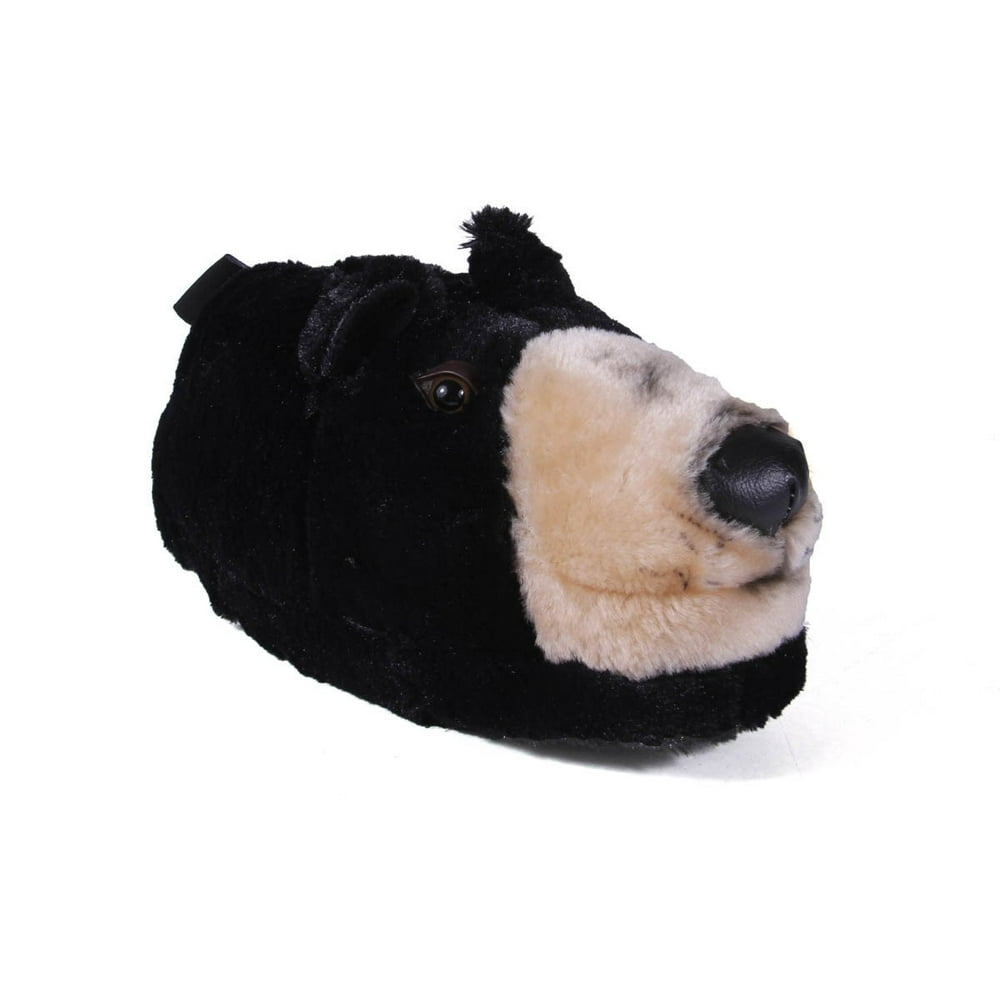 Comfy Feet Happy Feet Mens and Womens Black Bear Animal Slippers
