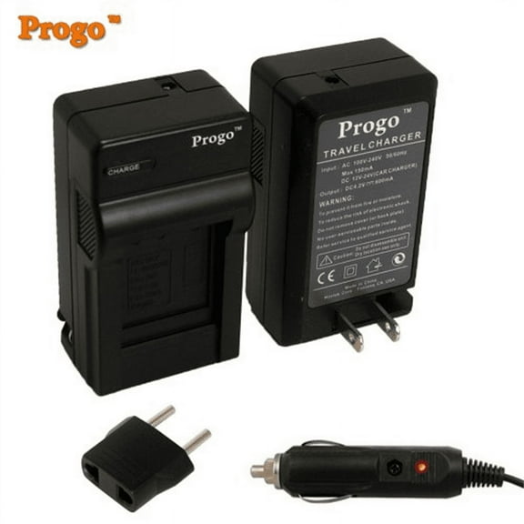 Progo EN-EL3e Digital Camera Battery Charger with Fold-In Wall Plug and Car & EU Adapters. Works with Nikon D90, D700, D300, D80, D70, D50, D200, D300s, D100, D70s