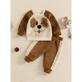 thumbnail image 3 of Baby Toddler Boy Fall Plush Outfit 6 12 18 24 Months 2T 3T 4T Cute Dog Pattern Long Sleeve Sweatshirt and Pants 2 Piece Clothes Set, 3 of 9
