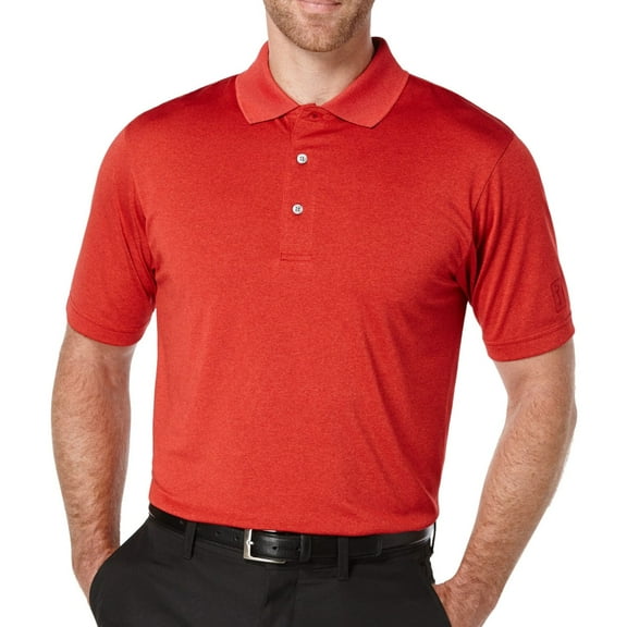PGA Tour Mens Heathered Polo Shirt, Red, Large