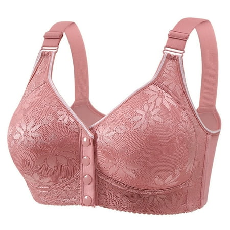 YEJIMAN Women s Fashionable and Casual Front Buttoned Underwear for Elderly People Skin Friendly and Comfortable Bra  Pink Bikini Underwear For Women  Nylon Spandex Sexy Underwear For Women