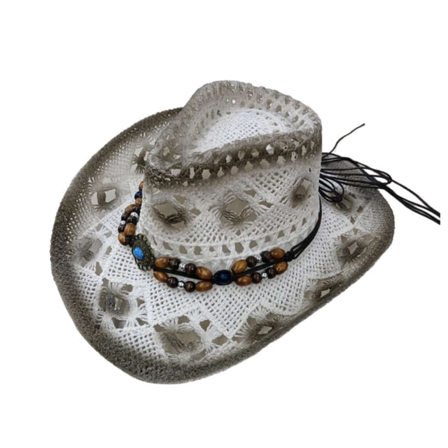 Adult Casual Outdoors Summer Cowboy Straw Cap Light Sunshade Jazz Beach Hat Cap