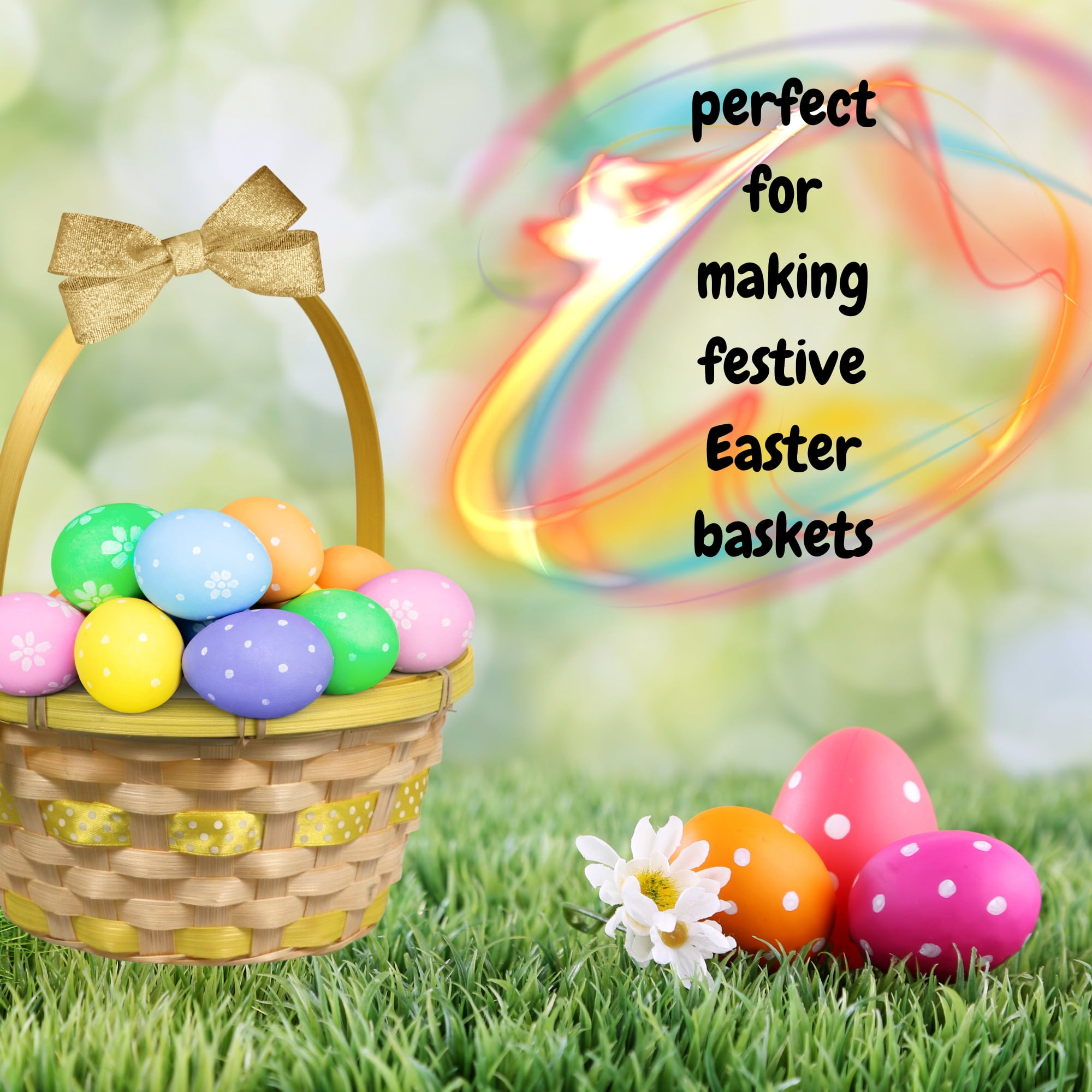 A1 UNLIMITED Bamboo Easter Baskets with Colorful Accents and Hinged Handles, Assorted Pastel Festive Colors Perfect for Picnic Egg Hunting Party Decorations Storage Gifts Stuff Reusable Indoor Outdoor
