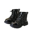 thumbnail image 2 of Cethrio Big Girls Lace Up Boots, Zipper Non-slip Warm School Winter Shoes Black Size 2(Big Kids), 2 of 7