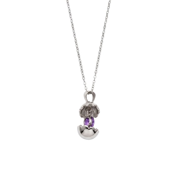 Aksraa jewellery - Purple Accent Floral Pendant Necklace for Women, Polished Metallic Finish, Elegant Fashion Jewelry, Chain with Charm