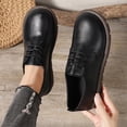 thumbnail image 4 of Loafers for Women Comfortable Lace Up Penny Loafer Ladies Business Casual Dressy Shoes Solid Color Leather Shoes Round Toe Flat Shoes, 4 of 9