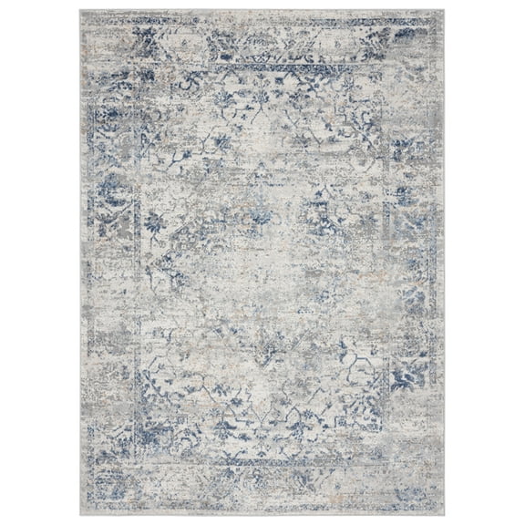 United Weavers Austin Area Rug 4540 20460 Clark Blue Bordered Scrolls 2' 7" x 7' 4" Rectangle