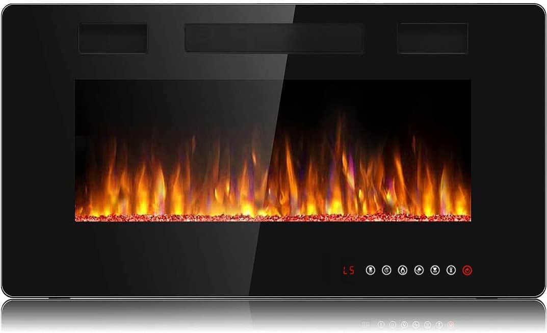 BOSSIN 30 inch Electric Fireplace, Recessed Wall Mounted Electric