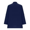 thumbnail image 5 of UYISJ Women's Cotton Linen Tops V Neck Rolled Long Sleeve Button T Shirts Solid Color Dressy Casual Loose Work Business Blouses Navy Blue S, 5 of 6