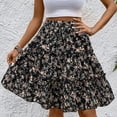 thumbnail image 5 of WTOBBY Women's Fashionable Floral Print Casual Skirt with Elastic Waist and Adjustable Strap, Versatile Half Skirt Design for Everyday Wear, Boho Chic Summer Outfits,Black L, 5 of 5