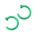 thumbnail image 1 of 2 pcs Unisex Surgical Titanium Steel Open Nose Ring Nose Piercing Stud 6mm (Green), 1 of 7
