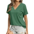 thumbnail image 3 of MOSHU Deep V Neck Womens Tops Curved Hem Shirts for Women Fashion Trendy Blouses Casual Loose Fit Tees Tops, 3 of 9