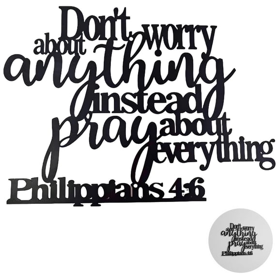 Black Iron Art Letter Wall Decor, Excellent Metal Phrase Sign, "Don't worry about anything" Bible Verse Wall Decoration, Inspiring Home Decoration, for Living Room, Office, Bedroom Art
