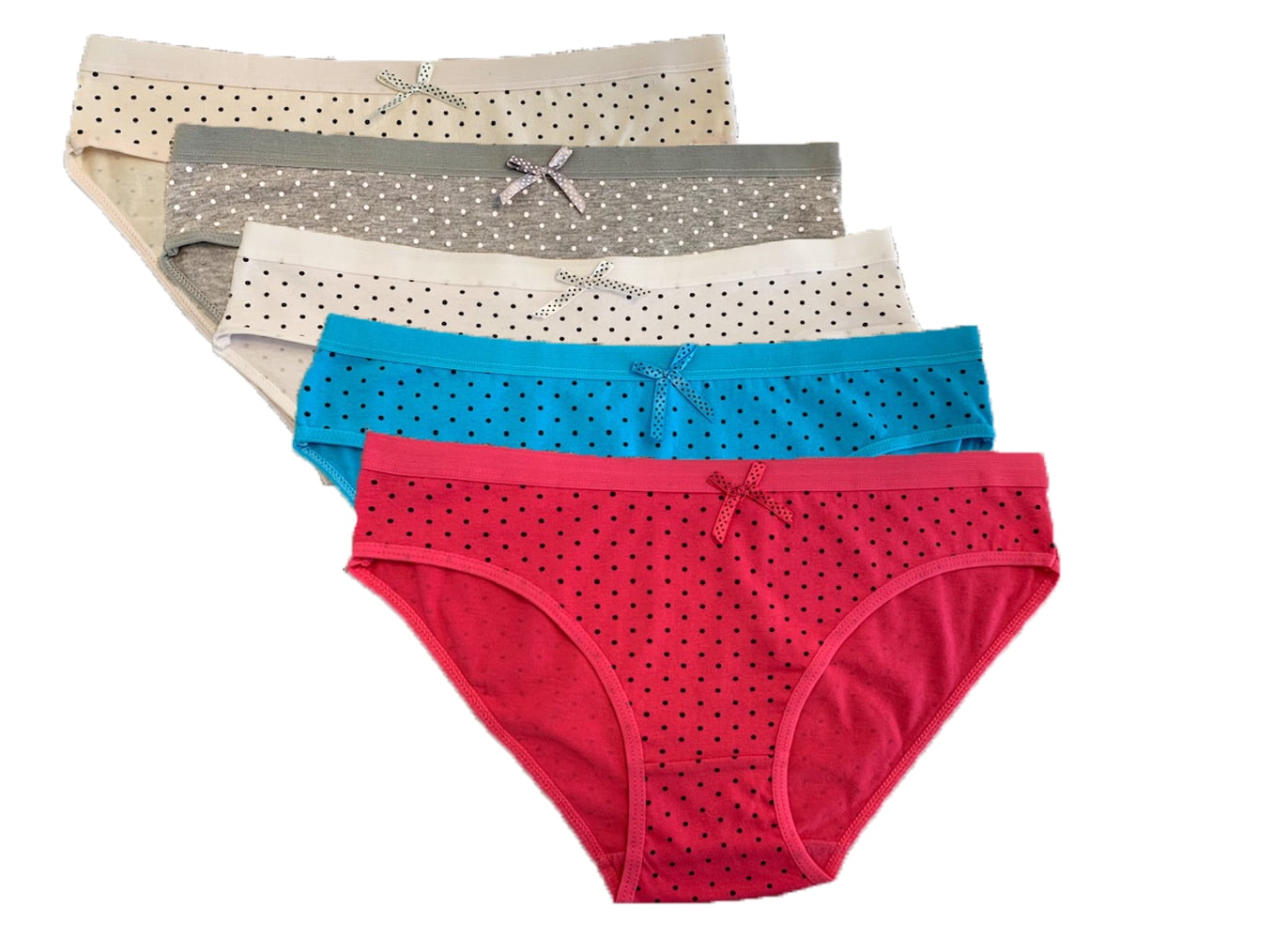 Nabtos Women's Cotton Underwear Sexy Bikini Polka dot Panties Pack of 5
