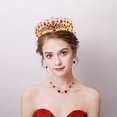 thumbnail image 4 of Frcolor Coréen Strass Mariée Couronne Cheveux Tiara Accessoires de Cheveux de Mariée pour Femme Fille (Rouge), 4 of 5