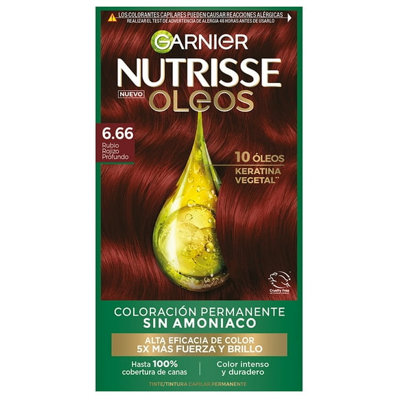 Tinte para cabello Nutrisse Oleos sin amoniaco 6.66 rubio rojizo profundo