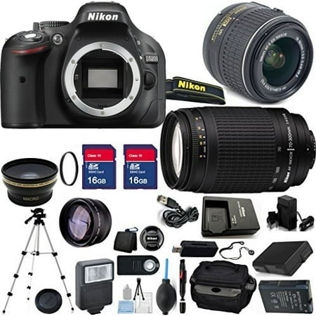 Nikon D5200 with 70-300 Nikon lens, 18-55mm Nikon lens, Camera Case, Charger, Extra battery, Flash, Full Size (Nikon D5200 Best Price In India)