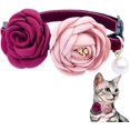 thumbnail image 1 of Collar de gato con flor roja y rosa ajustable de 7.5 a 11.8 pulgadas para niñas, gatitos, perros pequeños, mascotas (rojo), 1 of 5