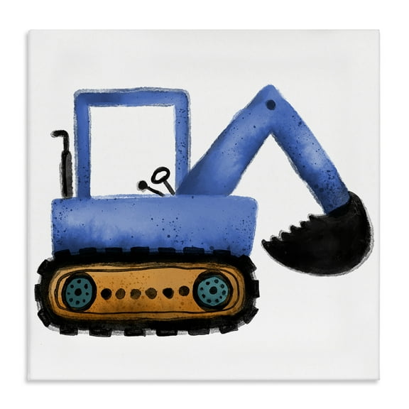 Stupell Industries Blue Simple Bulldozer Transportation Painting Wrapped Canvas Art Print Wall Art, 17 x 17