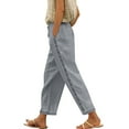 thumbnail image 1 of Pantalones largos de encaje para mujer: cintura elástica con cordón, palazzo/pierna ancha, poliéster, bolsillos, aptos para todas las estaciones, talla real., 1 of 8
