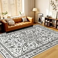 thumbnail image 2 of Ultrug Floral Area Rug Soft Non Slip Vintage Rugs for Living Room Bedroom Home Deocr Flower Carpet,6'x9',Black, 2 of 7